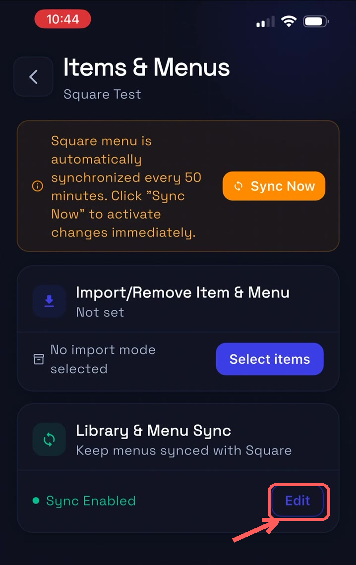 Step 2 — Open the sync settings
