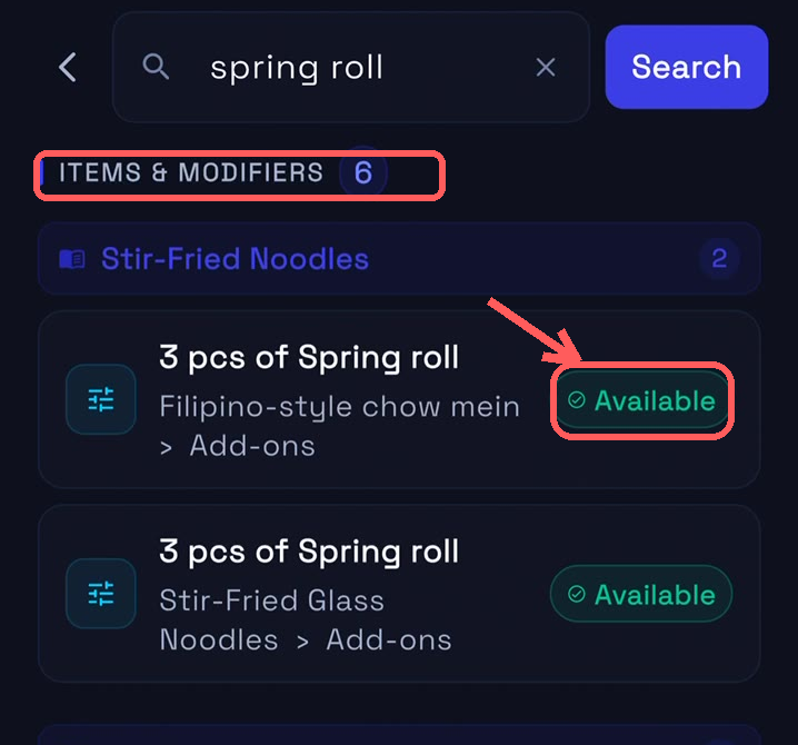 Using the search results